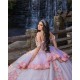 Sweetheart Neck 15 Anos Pink Quince Dress Off Shoulder Women 2024 Ball Gown Pearl Girl Birthday Gowns With 3D Flowers