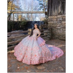 Sweetheart Neck 15 Anos Pink Quince Dress Off Shoulder Women 2024 Ball Gown Pearl Girl Birthday Gowns With 3D Flowers