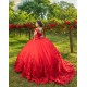 Sweetheart Neck 15 Anos Red Quince Dress Off Shoulder Women 2024 Ball Gown Girl Birthday Gowns With 3D Flowers