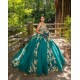 V Neck 15 Anos Emerald Green Quince Dress Sleeveless Women 2024 Ball Gown Lace Appliques Girl Birthday Gowns