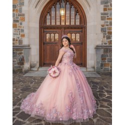 V Neck 15 Anos Pink Quince Dress Sleeveless Women 2024 Ball Gown Sequin Girl Birthday Gowns With 3D Flowers