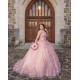 V Neck 15 Anos Pink Quince Dress Sleeveless Women 2024 Ball Gown Sequin Girl Birthday Gowns With 3D Flowers