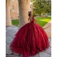 Sleeveless 15 Anos Red Quince Dress V Neck Women 2024 Ball Gown Girl Birthday Gowns With 3D Flowers