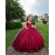 Sleeveless 15 Anos Red Quince Dress V Neck Women 2024 Ball Gown Girl Birthday Gowns With 3D Flowers