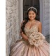 V Neck 15 Anos Rose Gold Quince Dress Lace Appliques Crystal Girl Birthday Sleeveless Gowns Sweet 15 Gowns With Bow