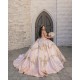 V Neck 15 Anos Rose Gold Quince Dress Lace Appliques Crystal Girl Birthday Sleeveless Gowns Sweet 15 Gowns With Bow